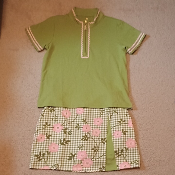 Spartina 449 Colleen Skort Castillo Gingham Serena Ric Rac Short Sleeve Zip Top - Picture 2 of 11